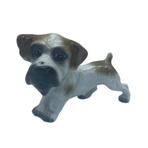 Vtg Porcelain Terrior Dog Figurine Hand Painted Made in Germany Signed FLAW